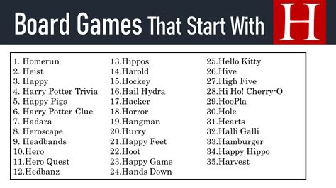 board games that start with h